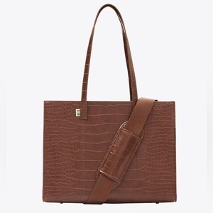BEIS The Work Tote in Cognac Croc